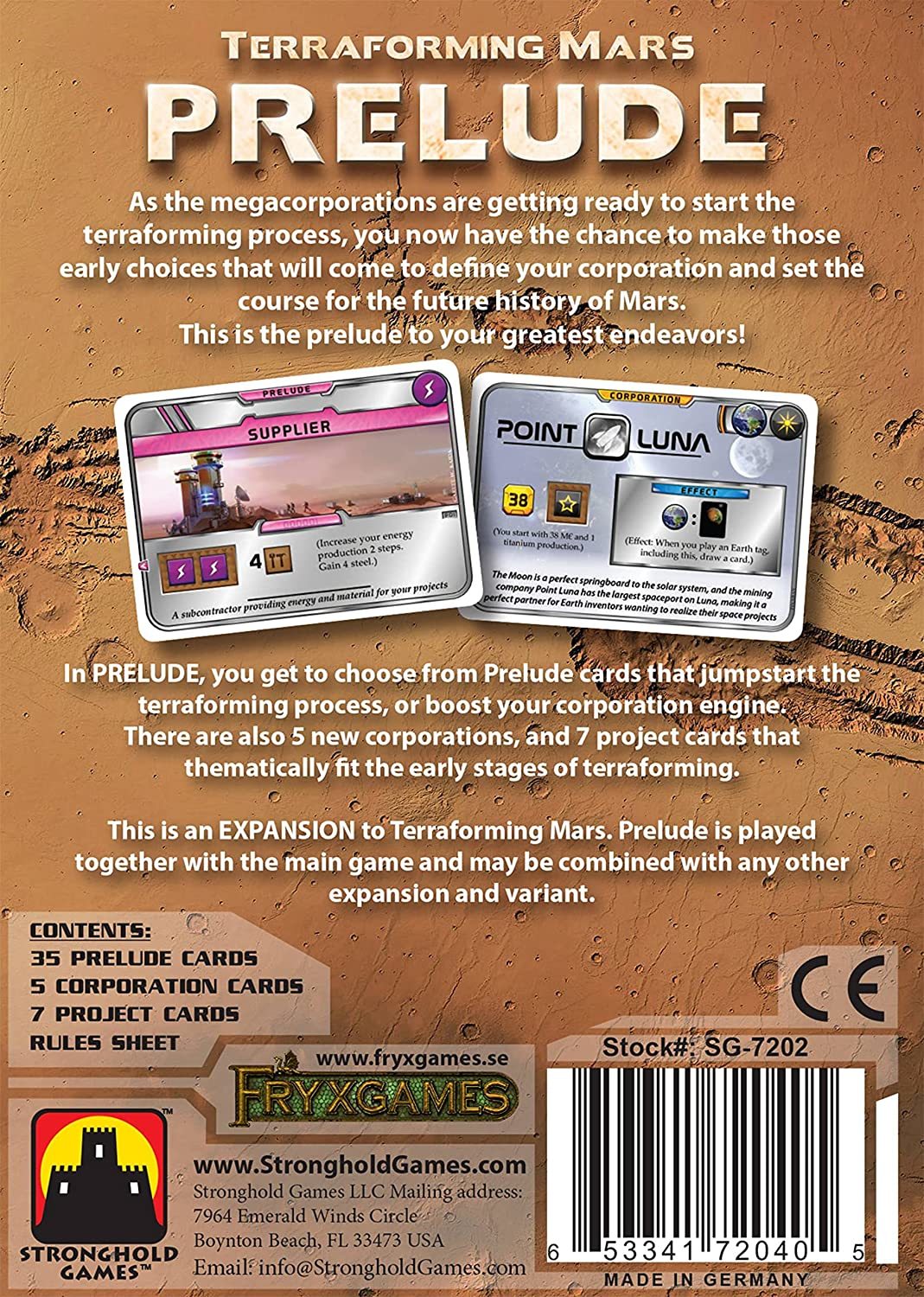 Terraforming Mars : Prelude Expansion